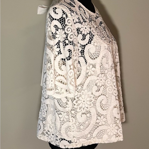 Nanette Lepore Short Sleeve Bone Top with Bow on the Back - Picture 4 of 9